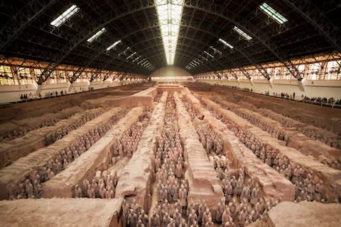 There are about 8,000 terracotta soliders as well as horses and chariots - Credit: Getty
