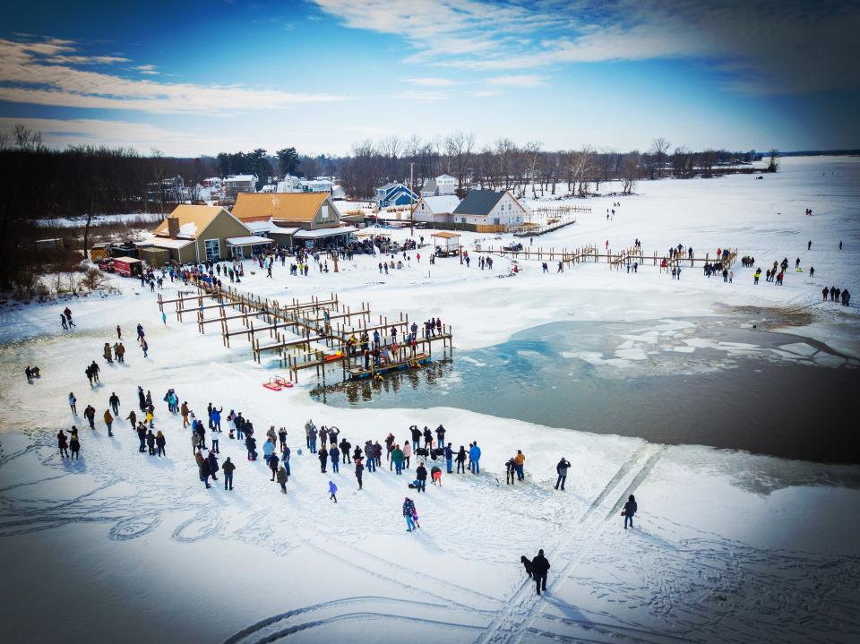 The annual Polar Plunge at Buckeye Lake Winery attracts a large crowd and marks the end of Winterfest weekend.