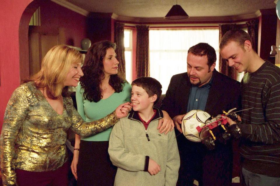 Kay Mellor, left, acted in Stan the Man with her daughter Gaynor Faye, Michael Lawrence, John Thomson and Joe Absolom - ITV/Shutterstock