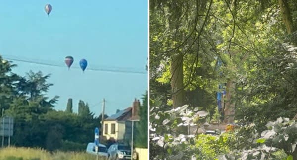 SWNS balloon crash near Ombersley Court, Worcestershire,