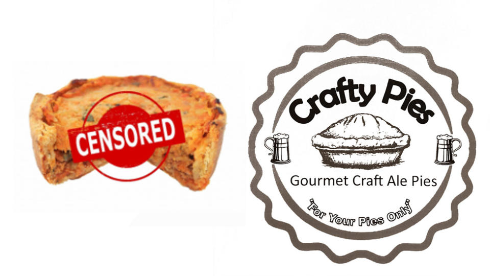 A New Zealand pie has been dubbed "too adult" for Facebook. Pictured is the pie with the word 'censored' over it and the logo of Crafty Pies in New Zealand.