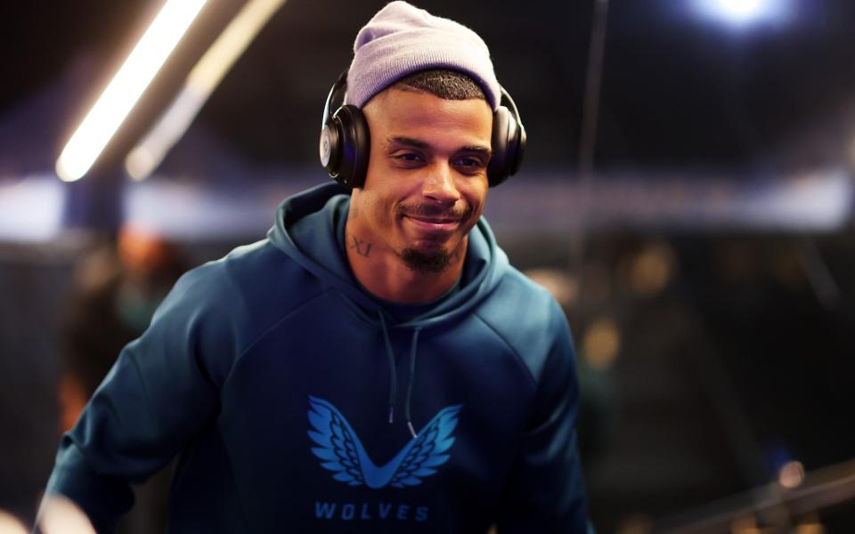 Mario Lemina of Wolverhampton Wanderers arrives at the stadium ahead of the Premier League match between Manchester City and Wolves