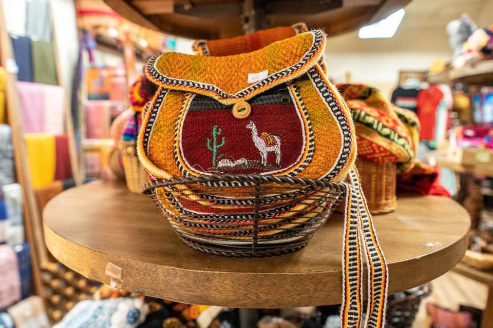 Peruvian handmade bags and artisan crafts fill the shelves of Mi Tiendita Munaycha in Old Sacramento.