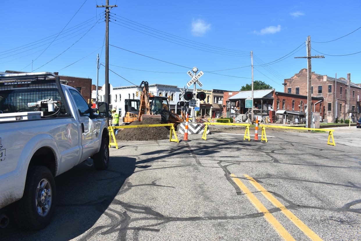 A railroad crossing in Blissfield along North Lane Street and near the U.S. 223 intersection has been blocked off to traffic since Monday as the Adrian & Blissfield Rail Road Co. is replacing more than 100 feet of rail.