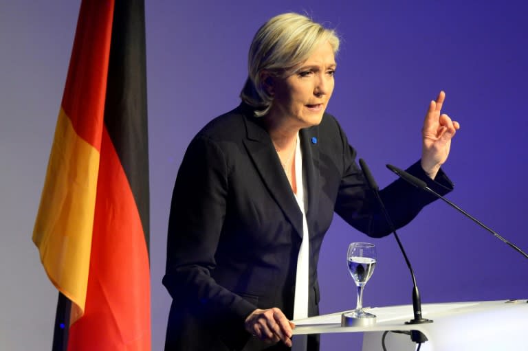 French National Front (FN) leader Marine Le Pen gives a speech to open a meeting in Koblenz, western Germany on January 21, 2017