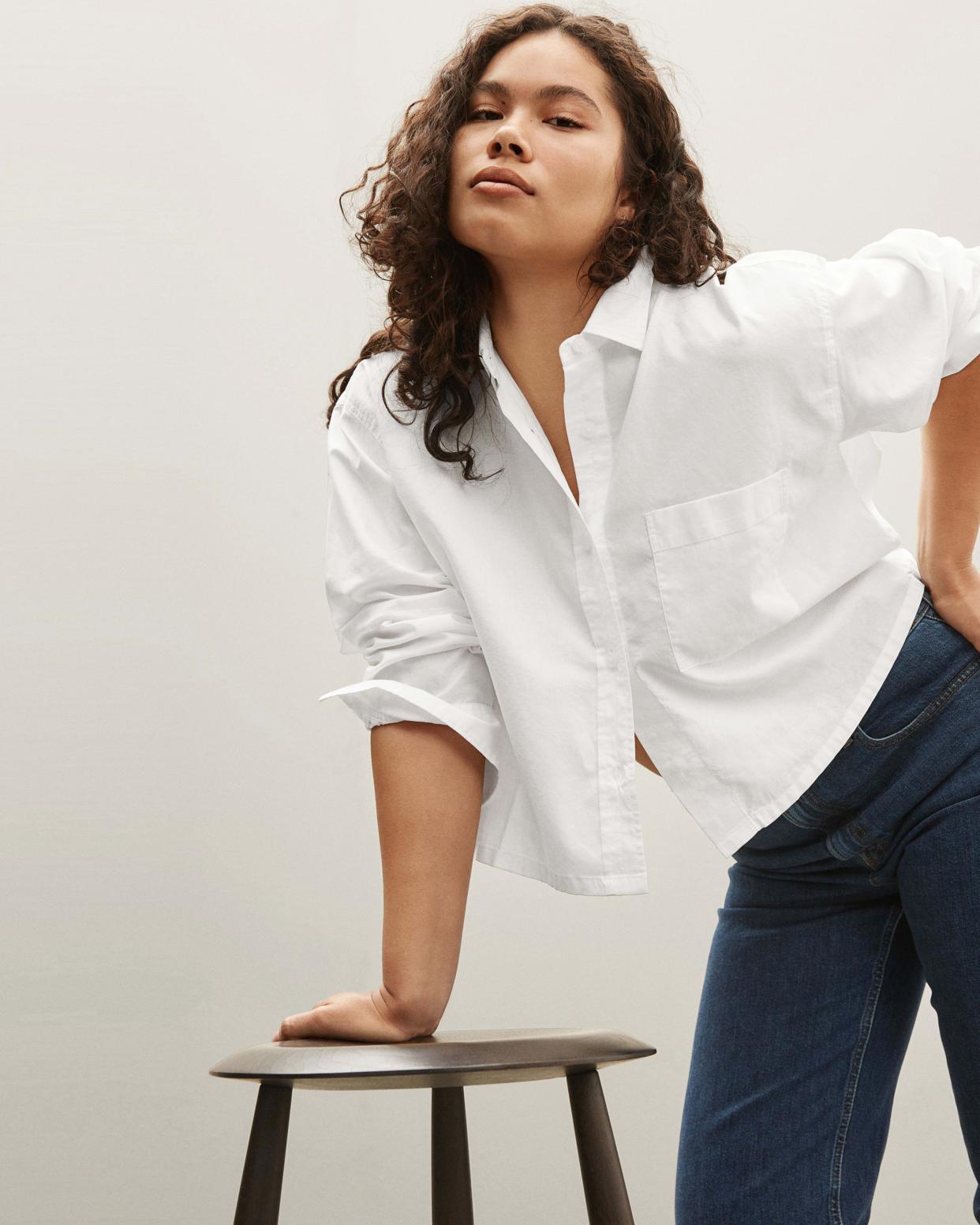 <p><a href="https://go.redirectingat.com?id=74968X1596630&url=https%3A%2F%2Fwww.everlane.com%2Fproducts%2Fwomens-silky-cttn-cropped-shirt-white&sref=https%3A%2F%2F" rel="nofollow noopener" target="_blank" data-ylk="slk:Shop Now;elm:context_link;itc:0;sec:content-canvas" class="link rapid-noclick-resp">Shop Now</a></p><p>The Silky Cotton Way-Short Shirt</p><p>$88.00</p><p>everlane.com</p>