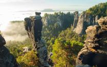 Inmitten von bizarren Felsformationen können Sie auf atemberaubenden Wanderwegen im Nationalpark Sächsische Schweiz wandeln. Es handelt sich um den einzigen Felsen-Nationalpark Deutschlands - kein Wunder also, dass er zum beliebten Urlaubsort besonders für Kletterer geworden ist. Außerdem lassen sich seltene Tiere wie Luchs, Ringelnatter oder Kreuzotter beobachten. (Bild: iStock / Michael Heinisch )