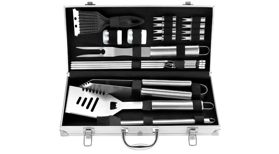 22) 20pc Heavy Duty BBQ Grill Tool Set in Case