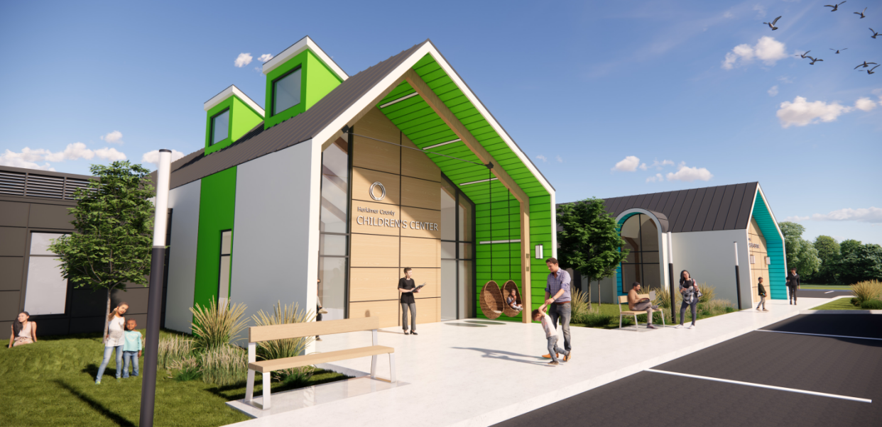 This artist's rendering shows the concept of the Herkimer County children's center that will be built in Ilion. The building has not yet been designed so its final appearance is still uncertain.