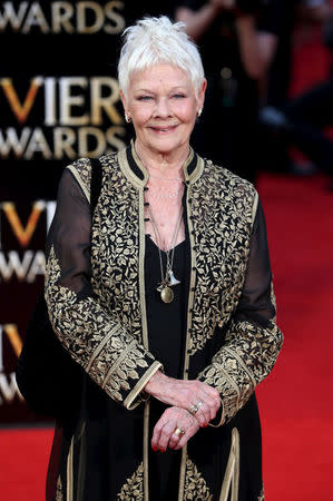 FILE PHOTO: British actress Judi Dench poses for photographers as she arrives at the Olivier Awards at the Royal Opera House in London, Britain April 3, 2016. REUTERS/Neil Hall/File Photo