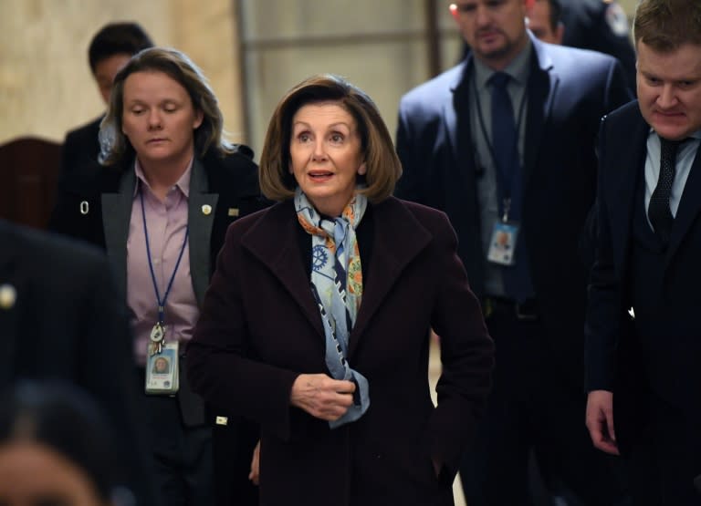 La líder de la Cámara de Representantes, Nancy Pelosi, llega al Capitolio para la histórica votación sobre un juicio a Donald Trump, el 18 de diciembre de 2019