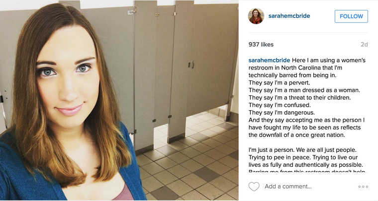 Transgender Woman's Selfie in a North Carolina Public Bathroom Is the Best Selfie Ever