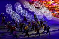 <p>Dancers perform during the closing ceremony of the Pyeongchang 2018 Winter Olympic Games at the Pyeongchang Stadium on February 25, 2018. / AFP PHOTO / JAVIER SORIANO </p>