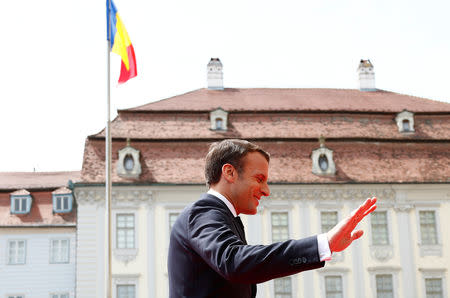 French President Emmanuel Macron arrives for the informal meeting of European Union leaders in Sibiu, Romania, May 9, 2019. REUTERS/Francois Lenoir