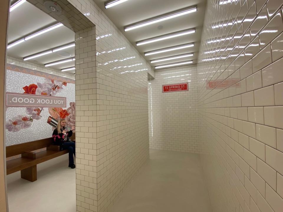 A replica subway station at Glossier's flagship store in SoHo.