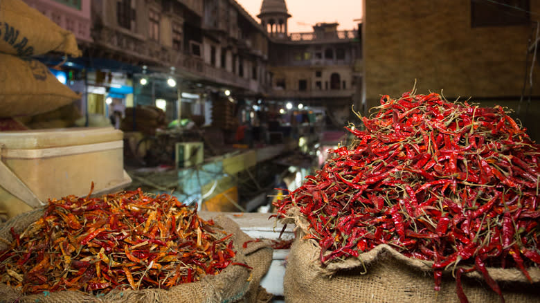 chilis at Gadodia Market, Delhi