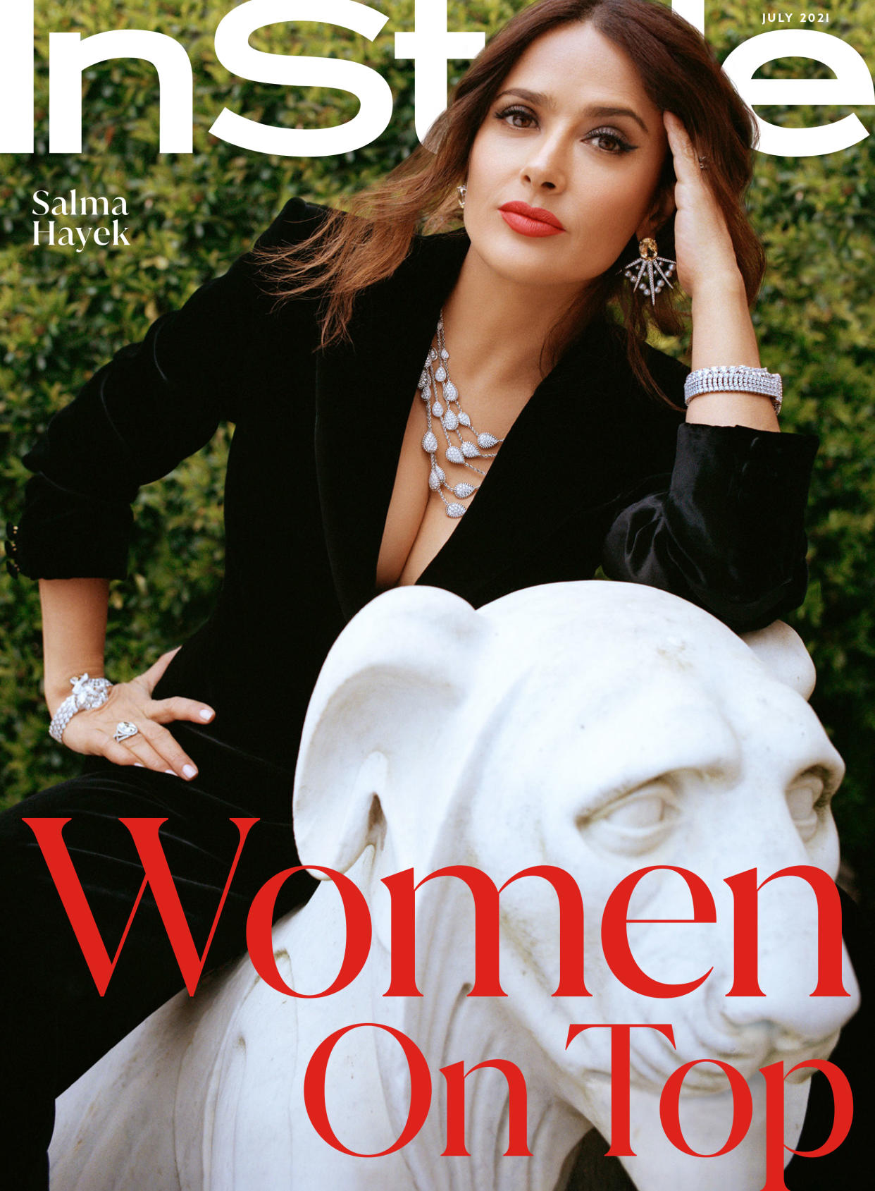 Salma Hayek appears on the latest cover of InStyle (on stands July 11) to discuss aging in Hollywood. (Photo: InStyle)