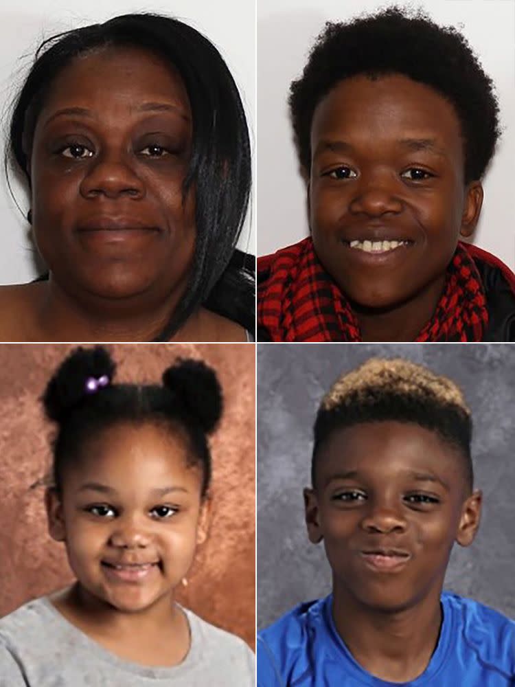 Clockwise from top-left, Shanta Myers, 36; Brandi Mells, 22; and Myers’ children Jeremiah, 11, and Shanise, 5.