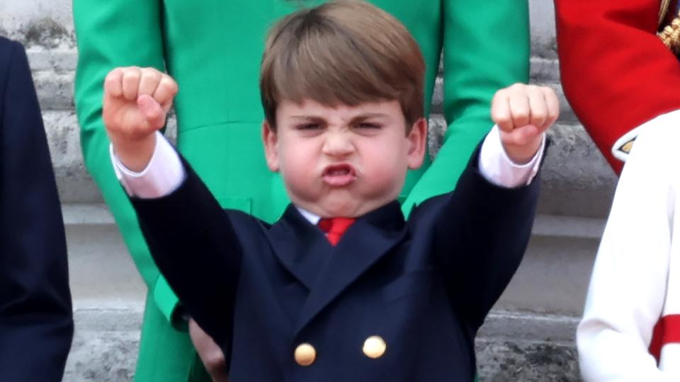 <p> The older members of the royal family are typically very composed in public, so it was an unexpected delight to see Prince Louis – Prince William and Catherine’s youngest son – pulling a couple of hilariously silly faces during the family's balcony appearance at the 2023 Trooping the Colour. </p> <p> It was an important royal occasion, marking King Charles first official Trooping the Colour as monarch, so his children and grandchildren all gathered on the Buckingham Palace balcony to greet crowds. While everyone else smiled and waved pleasantly to crowds, Prince Louis was busy holding his nose, pointing to the sky, punching his fists into the air, saluting, and generally making silly faces during the formal occasion. Even royal kids are just kids! </p>