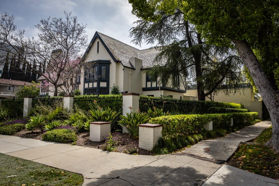 Los Angeles, CA – April 22: Getty House is the official residence of the Mayor Karen Bass where a man was taken into custody for allegedly smashing a glass door and breaking into her home on Monday, April 22, 2024 in Los Angeles, CA. (Jason Armond / Los Angeles Times via Getty Images)