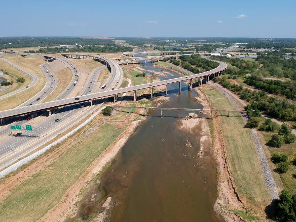 The Oklahoma River is seen Tuesday near a proposed dam in Oklahoma City.