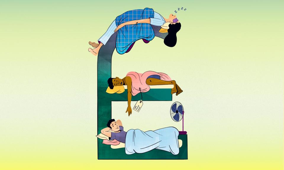 <span>Tips for a kip: there are budget-friendly options to help improve your sleep.</span><span>Illustration: Jamie Wignall/The Guardian</span>