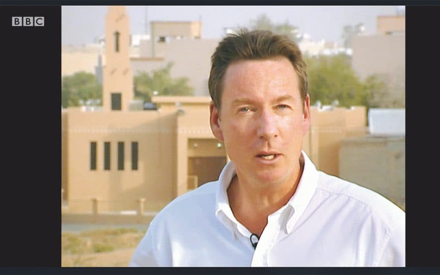 Gardner reporting from Riyadh just before he was shot in 2004 - BBC 