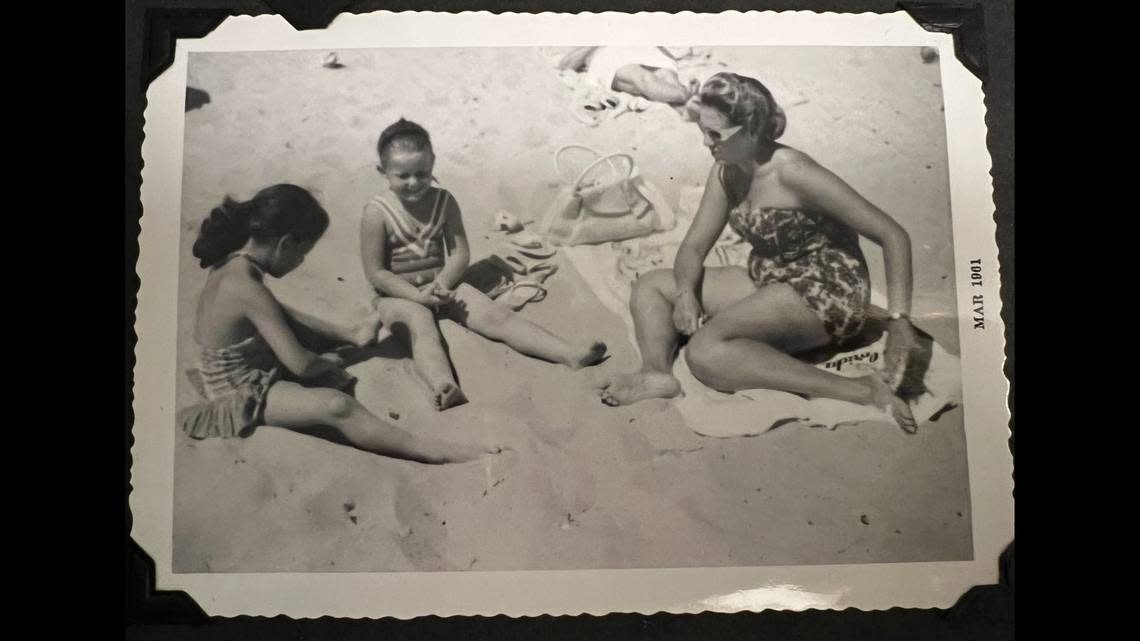 A friend, left, me and my mother at the 14th Street beach in March 1961, two months after we arrived from Cuba.