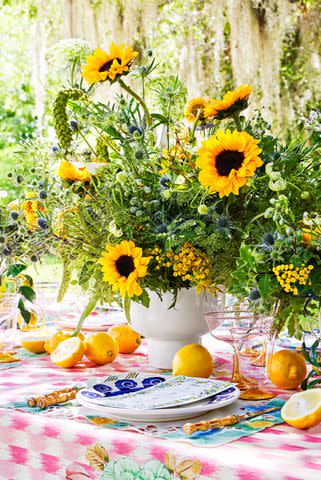 <p>CARMEL BRANTLEY; Tablescape Design: Marta Galaz Cancio and Alexis Eskenazi; Floral Design: VolvÃ©r Flowers</p> A lush bouquet by Ana MarÃ­a Arellano of VolvÃ©r Flowers