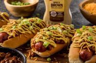 <p>Looking to get creative with <a href="https://www.thedailymeal.com/eat/healthiest-unhealthiest-store-bought-hot-dogs?referrer=yahoo&category=beauty_food&include_utm=1&utm_medium=referral&utm_source=yahoo&utm_campaign=feed" rel="nofollow noopener" target="_blank" data-ylk="slk:store-bought hot dogs;elm:context_link;itc:0;sec:content-canvas" class="link ">store-bought hot dogs</a>? Top them with chili, cheddar cheese, green onions and spicy brown mustard.</p> <p><a href="https://www.thedailymeal.com/recipes/frenchs-chili-dog-recipe?referrer=yahoo&category=beauty_food&include_utm=1&utm_medium=referral&utm_source=yahoo&utm_campaign=feed" rel="nofollow noopener" target="_blank" data-ylk="slk:For the French’s Chili Dog Recipe, click here.;elm:context_link;itc:0;sec:content-canvas" class="link ">For the French’s Chili Dog Recipe, click here.</a></p>