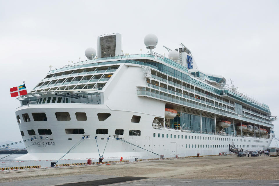 A Royal Caribbean cruise is seen at a port in Dalian, Liaoning province, China, July 20, 2017. Picture taken July 20, 2017. REUTERS/Stringer