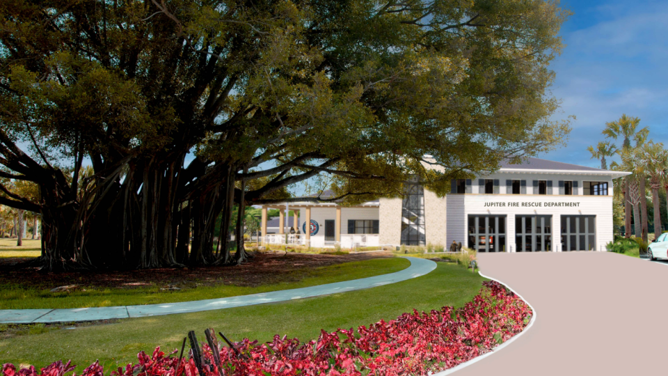 Rendering of Jupiter Fire Rescue Department station at Cinquez Park in Jupiter, Fla.