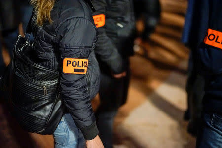 Several thousand police officers and firemen attend an unauthorised protest against anti-violence in Lyon, France, early October 27, 2016. REUTERS/Robert Pratta