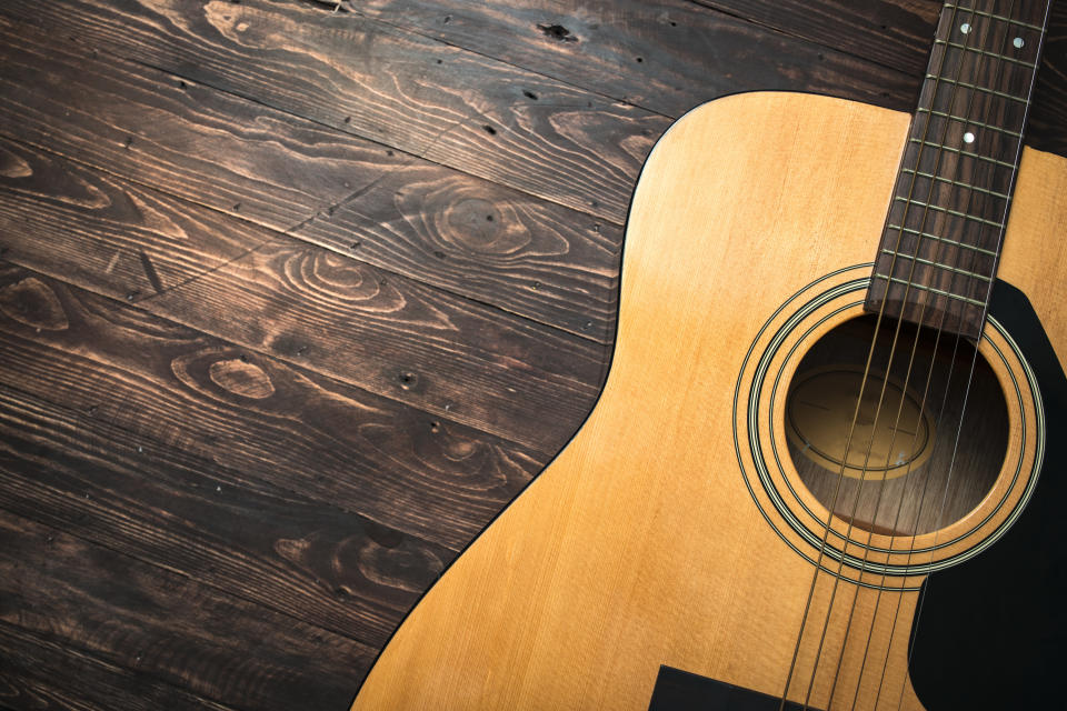 a guitar on the floor