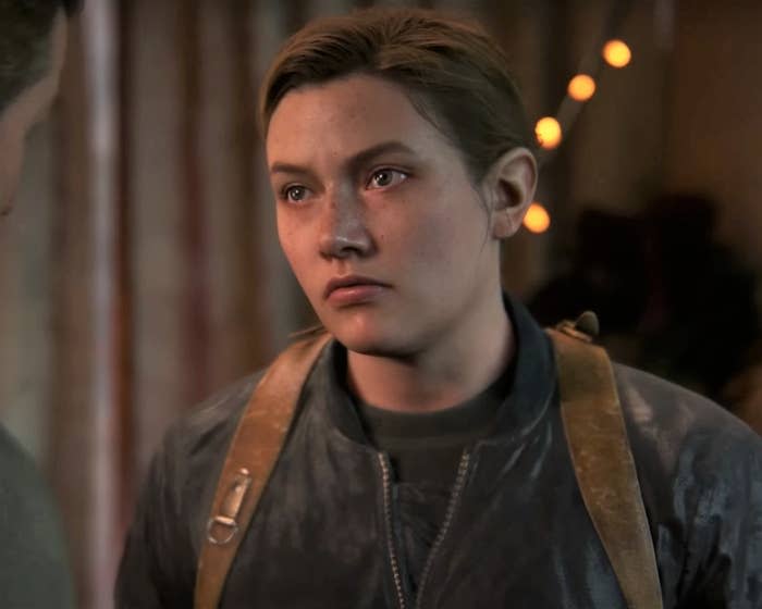 Abby talks to another character in the Last of Us Part II video game