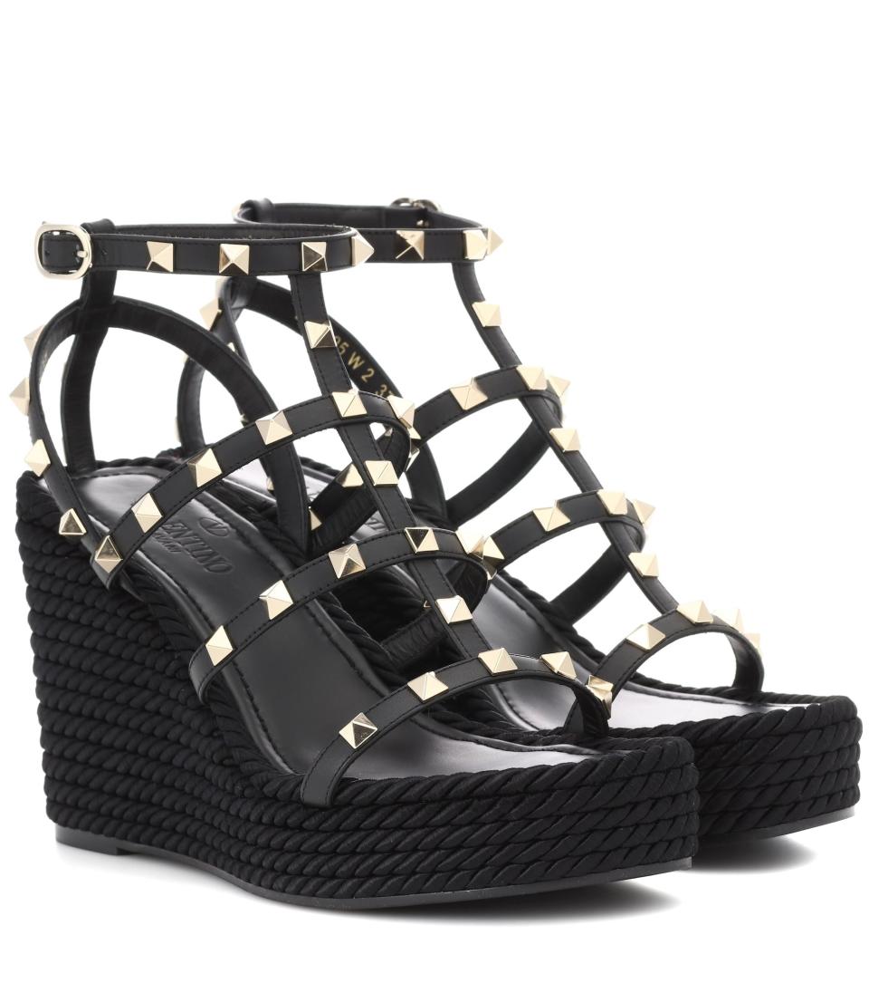 Torchon leather wedge sandals