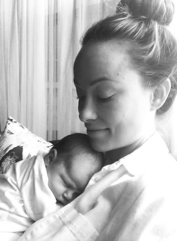 Olivia Wilde cuddled her adorable newborn daughter Daisy in a sweet Instagram photo on Oct. 19, 2016. The "Vinyl" actress and Jason Sudeikis announced the arrival of their new bundle of joy on Oct. 15, 2016.