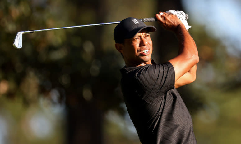 Tiger Woods in the second round of The Masters on Friday evening.