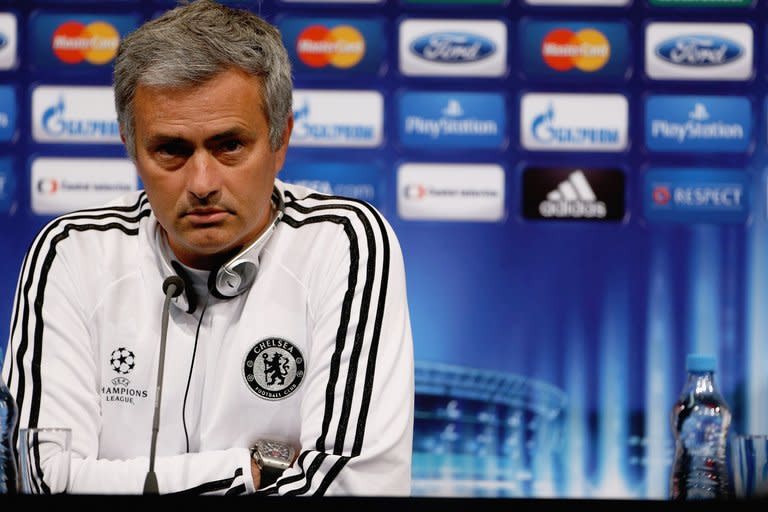 Chelsea manager Jose Mourinho talks to the media on August 29, 2013, in Prague, Czech Republic. He will be keen to put one over on Bayern Munich boss Pep Guardiola, his nemesis from his days in Spain