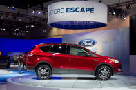 <h2 class="desc">Ford is importing a new Escape in hopes of keeping its best-seller status. Designed to be sold around the world as the Kuga, the new Escape eschews the block styling for a slippier shape that mimics the Ford Focus, with which it shares basic components. While the base 2.5-liter four-cylinder engine gets a few tweaks to 168 hp, Ford drops the V6 option in favor of two smaller turbocharged four-cylinder powerplants; a 1.6-liter Ecoboost that Ford claims will top competitors in fuel economy while pumping 173 hp, and the top-line 2-liter Ecoboost will churn 237 hp.</h2>