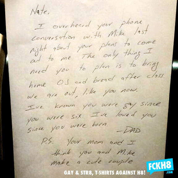 La carta del padre de Nate (Tomado de fckh8.com en Facebook)