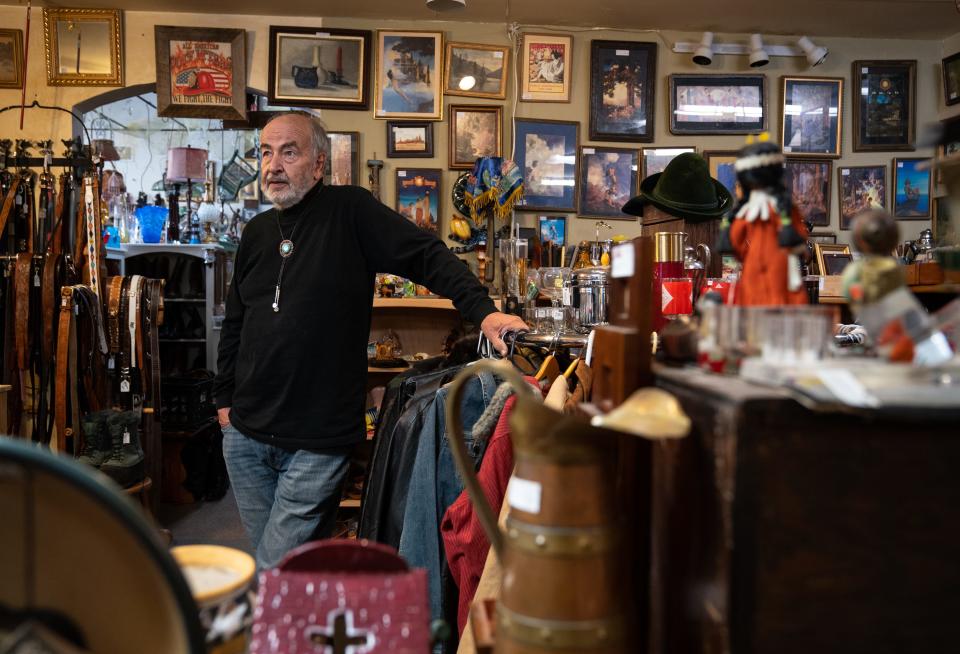 A portrait of Rene Del Valle at Moose Mountain Gifts & Antiques in Pine on Dec. 15, 2022.