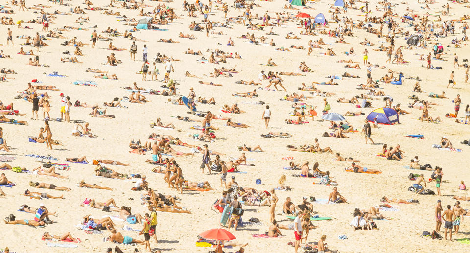 Bondi beach crowded with people