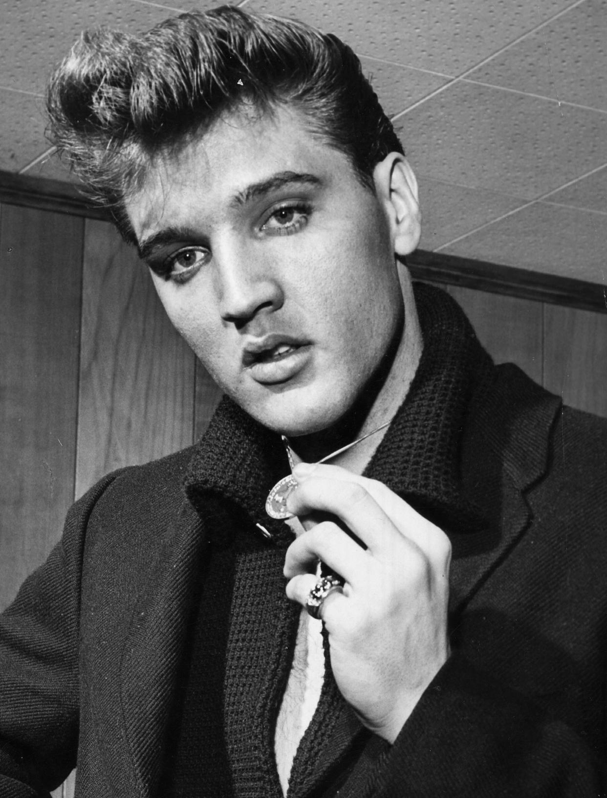 Elvis Presley poses for a portrait at Graceland in March of 1960. 