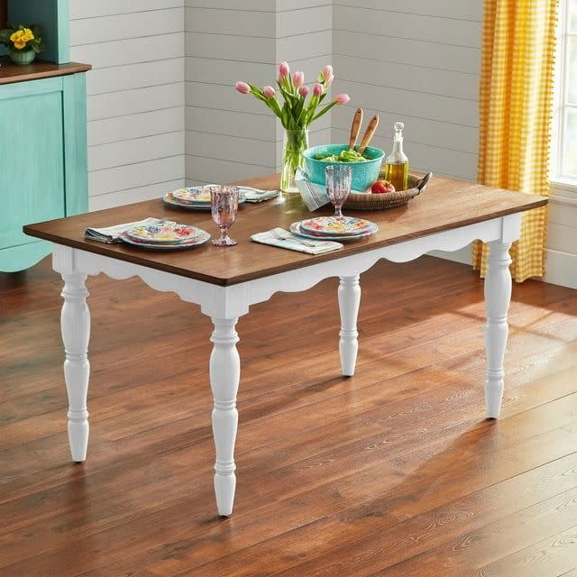 <p><a href="https://go.redirectingat.com?id=74968X1596630&url=https%3A%2F%2Fwww.walmart.com%2Fip%2FThe-Pioneer-Woman-Dining-Table-Made-With-Solid-Wood-Frame-Teal%2F5195114754&sref=https%3A%2F%2F" rel="nofollow noopener" target="_blank" data-ylk="slk:Shop Now;elm:context_link;itc:0;sec:content-canvas" class="link ">Shop Now</a></p><p>The Pioneer Woman Dining Table - White</p><p>$268.00</p>