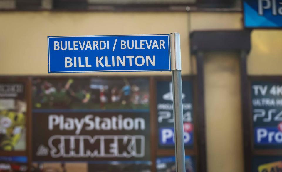 Bill Klinton (sic) Boulevard in Pristina, Kosovo, Tuesday, Sept. 18, 2018. President Bill Clinton called for NATO military involvement in Kosovo in 1999 and many streets and roads bear United States' presidents' names.