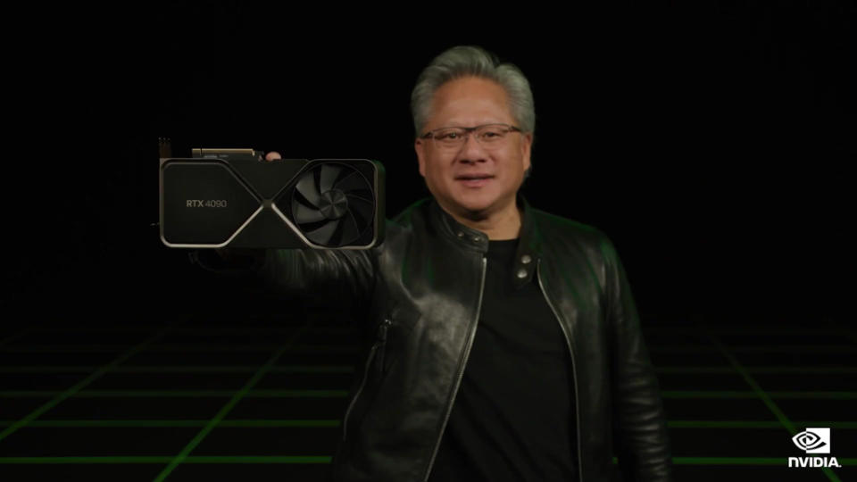 NVIDIA執行長黃仁勳21日在發表會上公布RTX40系售價，讓網友們相當崩潰。(圖／NVIDIA)