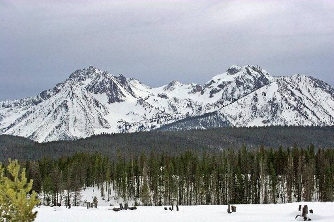 This file photo from 2008 shows snow on the Sawtooth Mountains near Stanley — typical of the better-than-average snowpack around the state that year.