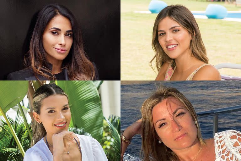 Antonella Rocuzzo, Agustina Gandolfo, Camila Galante y Jorgelina Cardoso, cuatro de las "once titulares" del equipo de las esposas y novias de los jugadores de la Selección