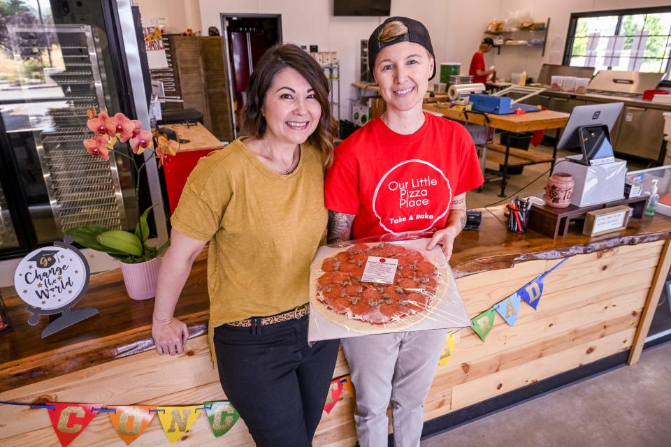 Heather Chamber-Plett, left, and Carri Chambers-Plett opened Our Little Pizza Place at 3010 N. Mooney Blvd. in Visalia about three months ago. They also offer a variety of sandwitches.